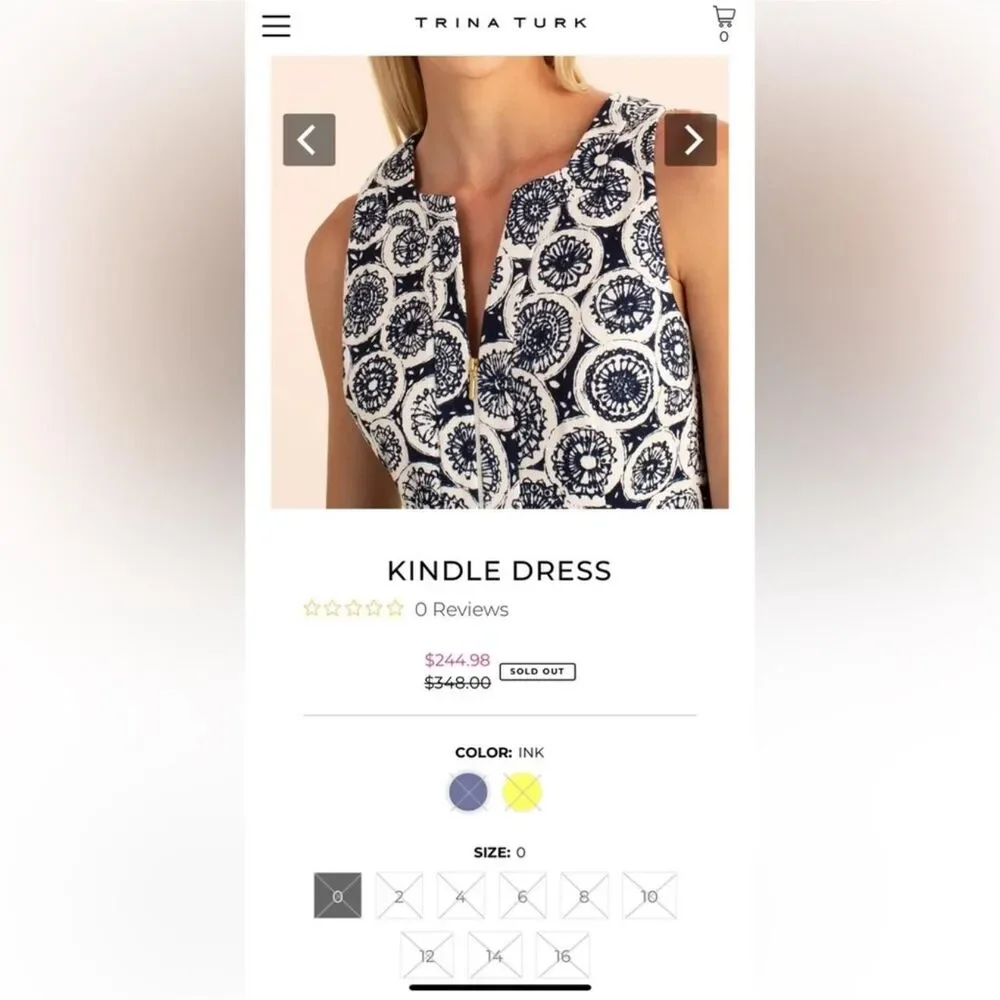 Trina Turk Kindle Dress (Retail $348) Cotton Blend Size 6 - Picture 8 of 8